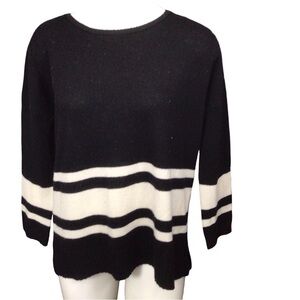 Griffen Cashmere Women's Black and White Striped Sweater